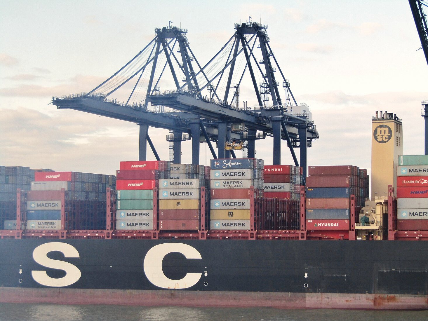 Container cranes at a British port