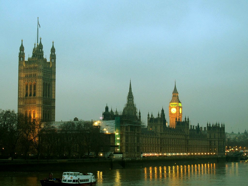 The Palace of Westminster at dusk