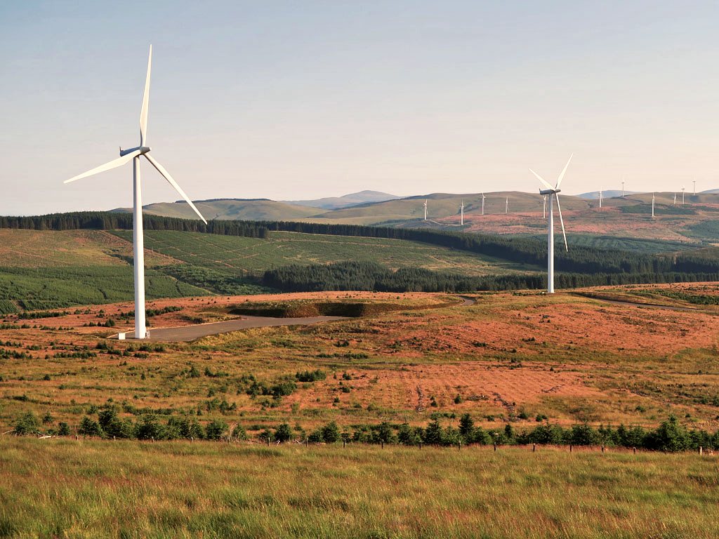 Wind turbines on a Scottish upland