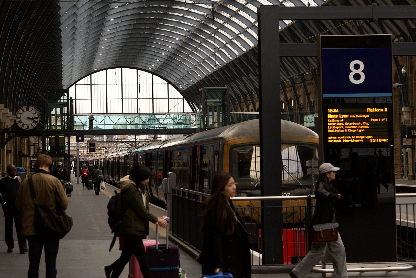 Commuters on a London railway platform
